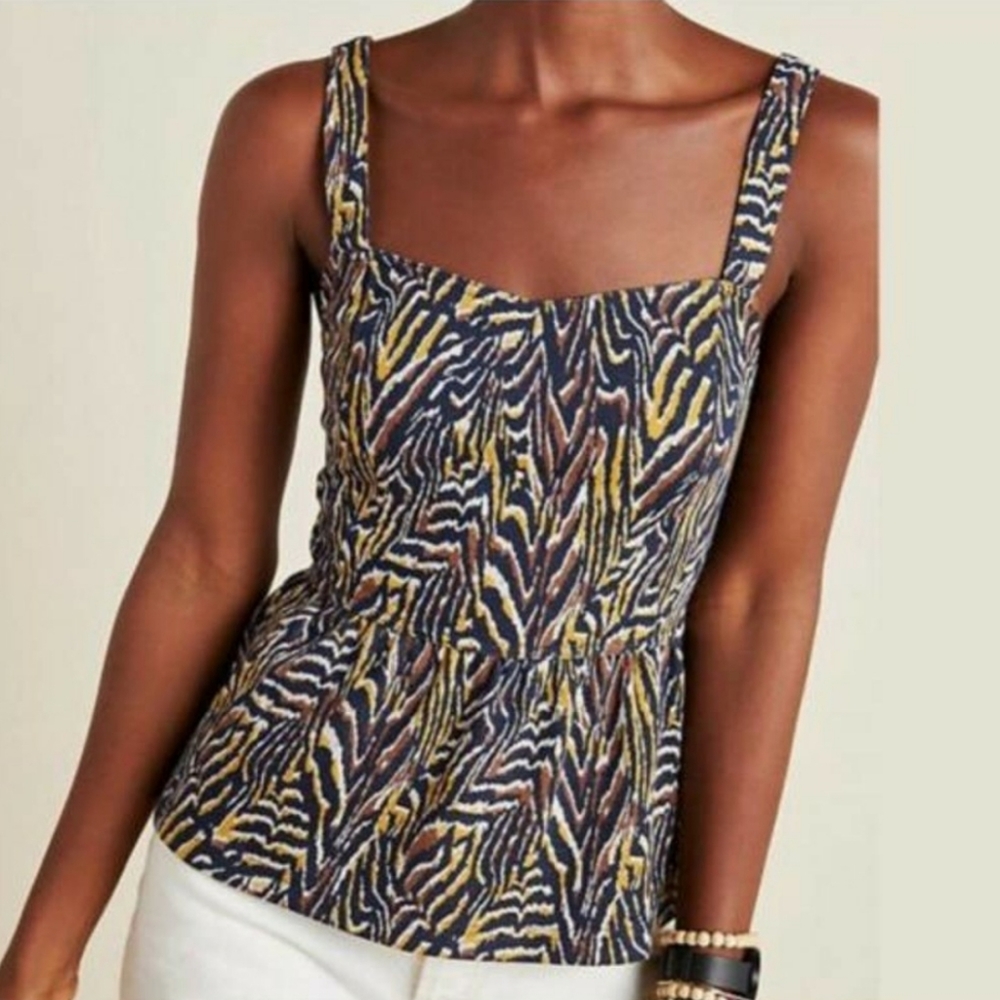 Anthropologie Jamie Peplum Tank Top SzM
